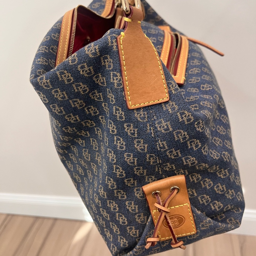 Dooney & Bourke Navy and Tan Shoulder Bag - Picture 6 of 14